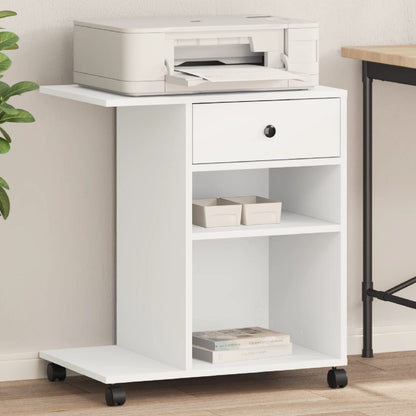 Printer Stand with Wheels White 60x40x68,5 cm