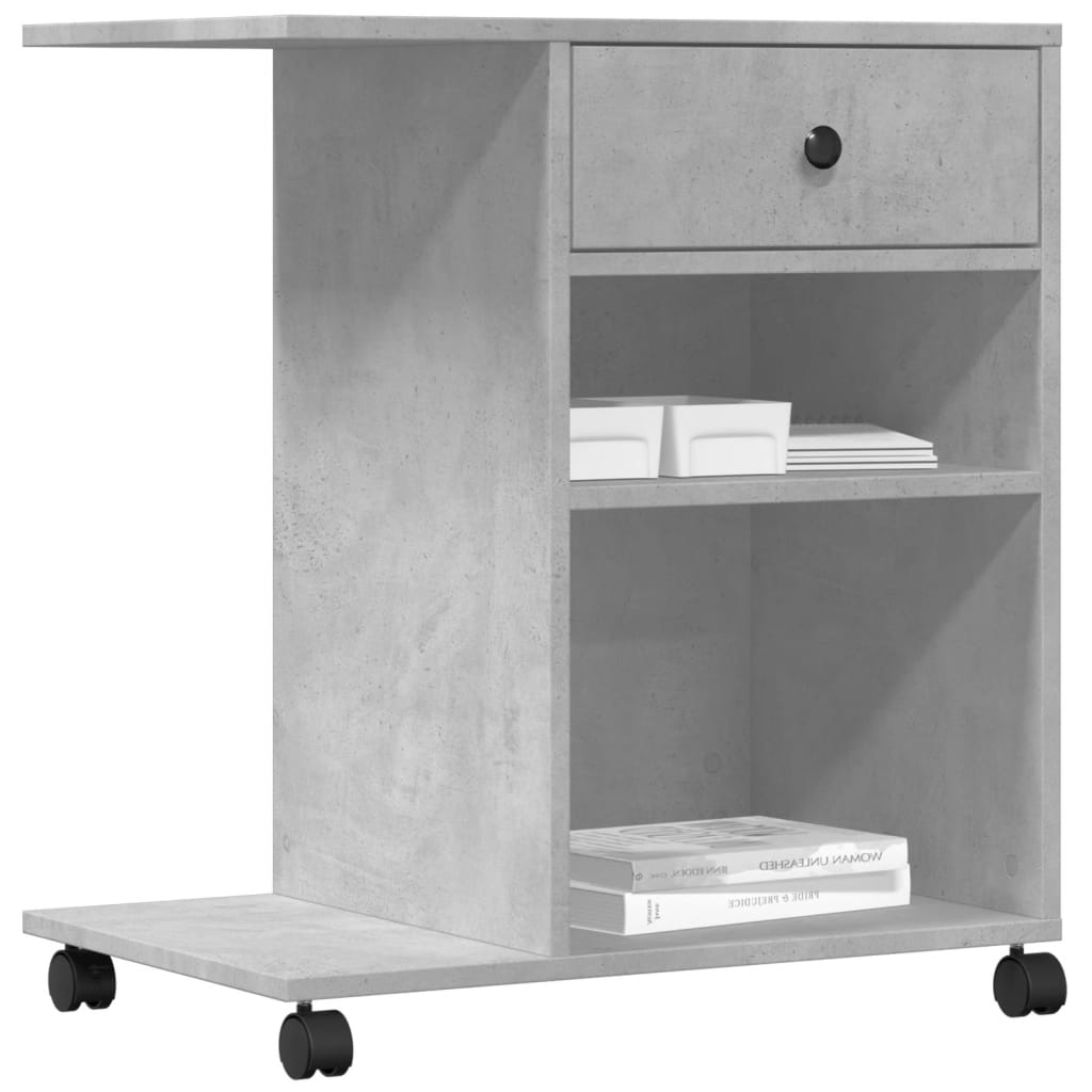 Printer Stand with Wheels Concrete Grey 60x40x68.5 cm