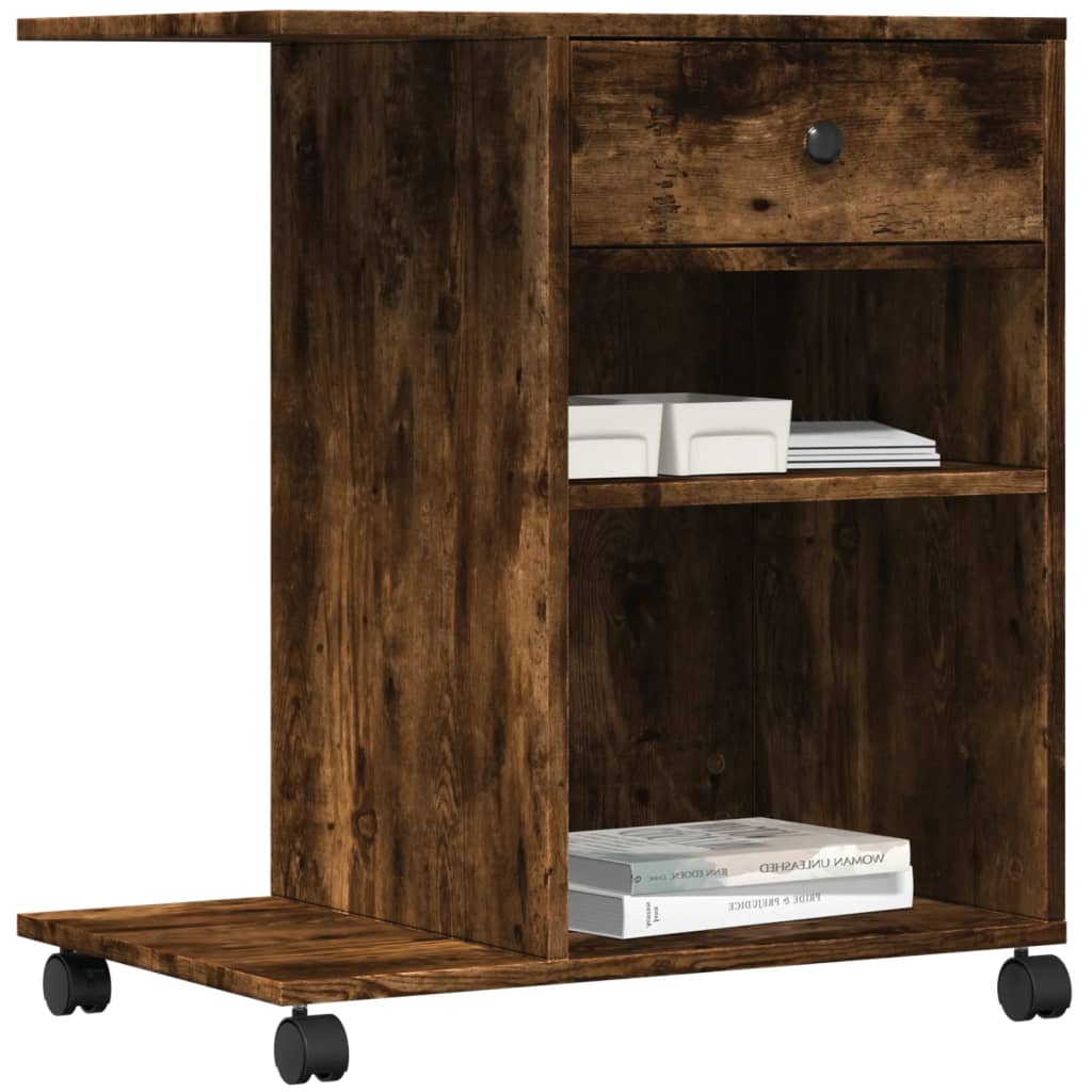 Printer Stand with Wheels Smoked Oak 60x40x68,5 cm