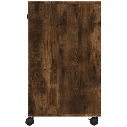 Printer Stand with Wheels Smoked Oak 60x40x68.5 cm