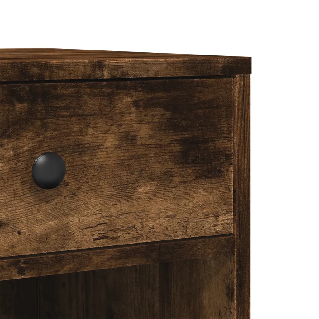 Printer Stand with Wheels Smoked Oak 60x40x68.5 cm