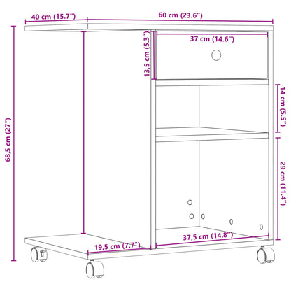 Printer Stand with Wheels Smoked Oak 60x40x68,5 cm