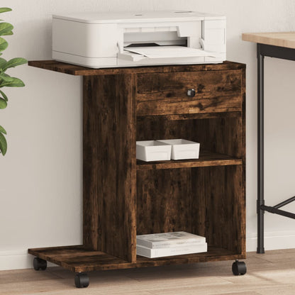 Printer Stand with Wheels Smoked Oak 60x40x68,5 cm