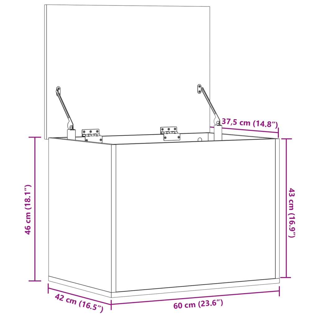 Storage Box White 60x42x46 cm Engineered Wood