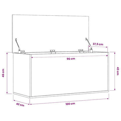 Storage Box White 100x42x46 cm Engineered Wood