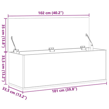 Storage Box Concrete Grey 102x35x35 cm Engineered Wood