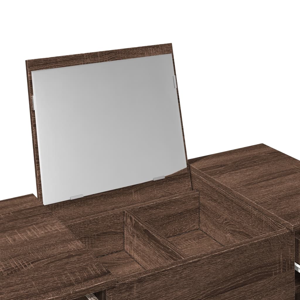 Dressing Table with Mirror Brown Oak 100x45x76 cm