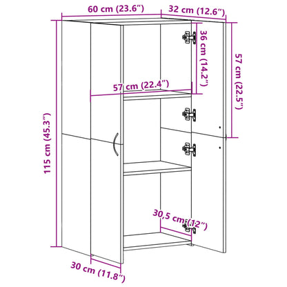 File Cabinet White 60x32x115 cm Engineered Wood