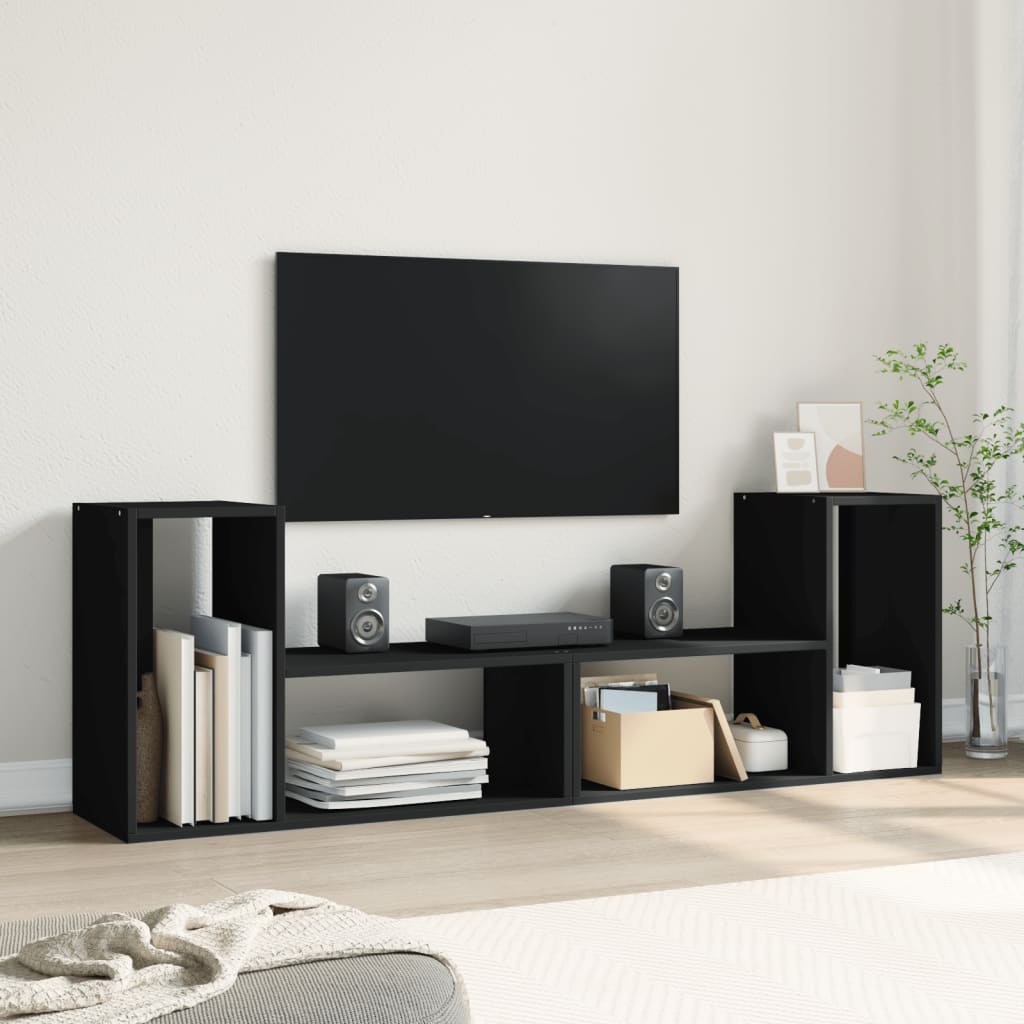TV Cabinets 2 pcs Black 75x30x50 cm Engineered Wood