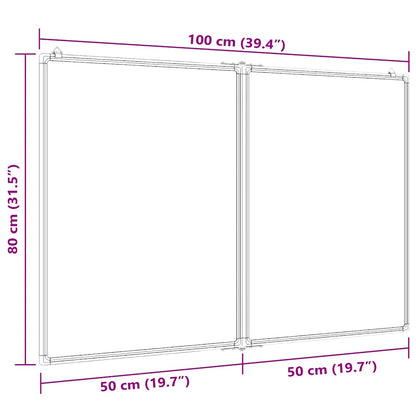 Magnetic Whiteboard Foldable 100x80x1.7 cm Aluminium