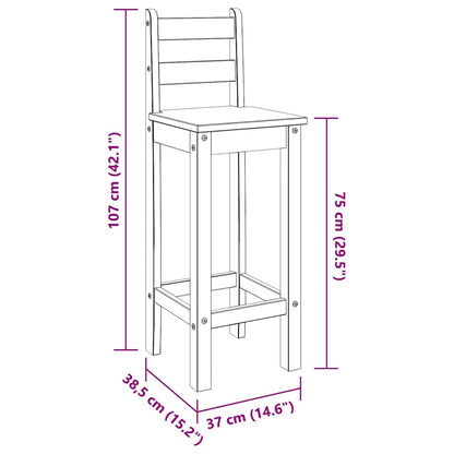 Bar Chairs 2 pcs Solid Wood Pine