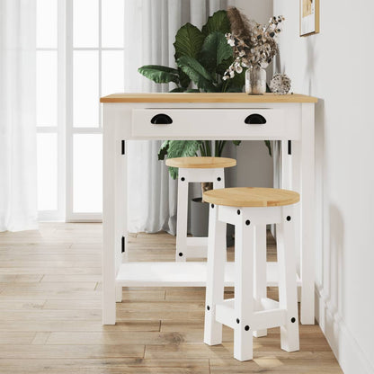 3 Piece Bar Set White Solid Wood Pine