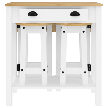 3 Piece Bar Set White Solid Wood Pine