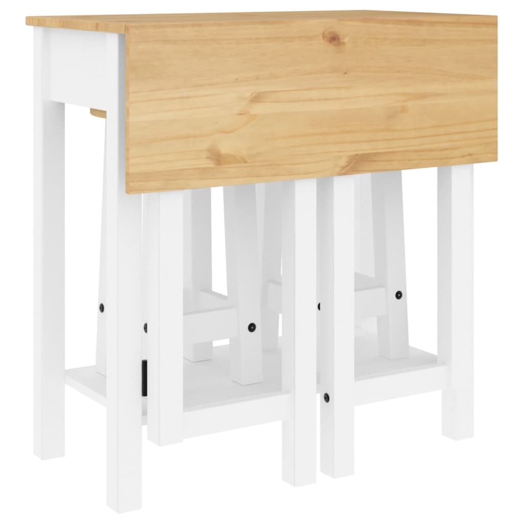 3 Piece Bar Set White Solid Wood Pine