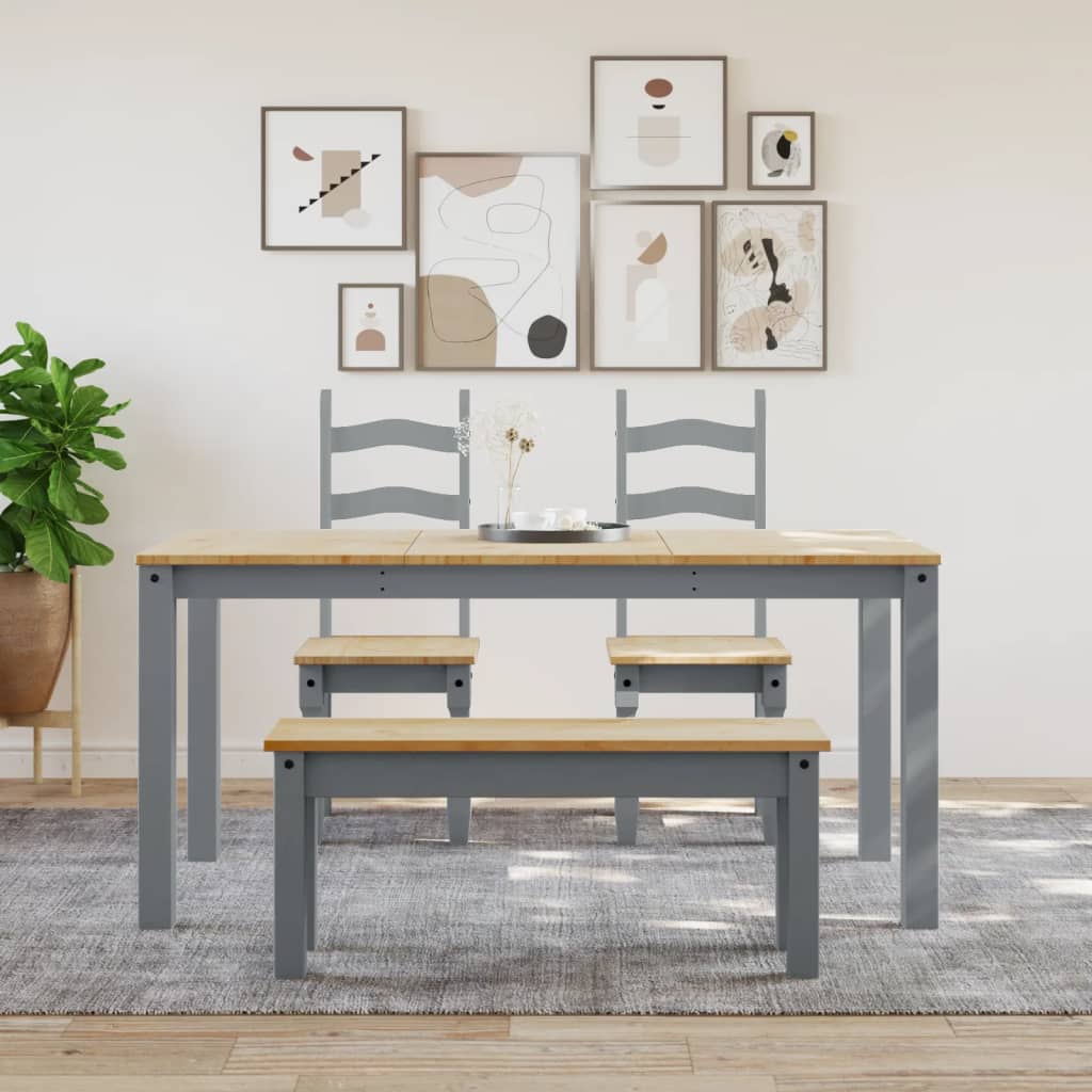 Dining Bench PANAMA Grey 105x30x45 cm Solid Wood Pine