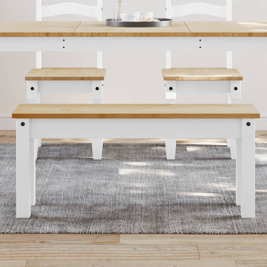 Dining Bench PANAMA White 105x30x45 cm Solid Wood Pine