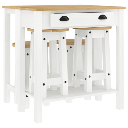 5 Piece Bar Set White Solid Wood Pine