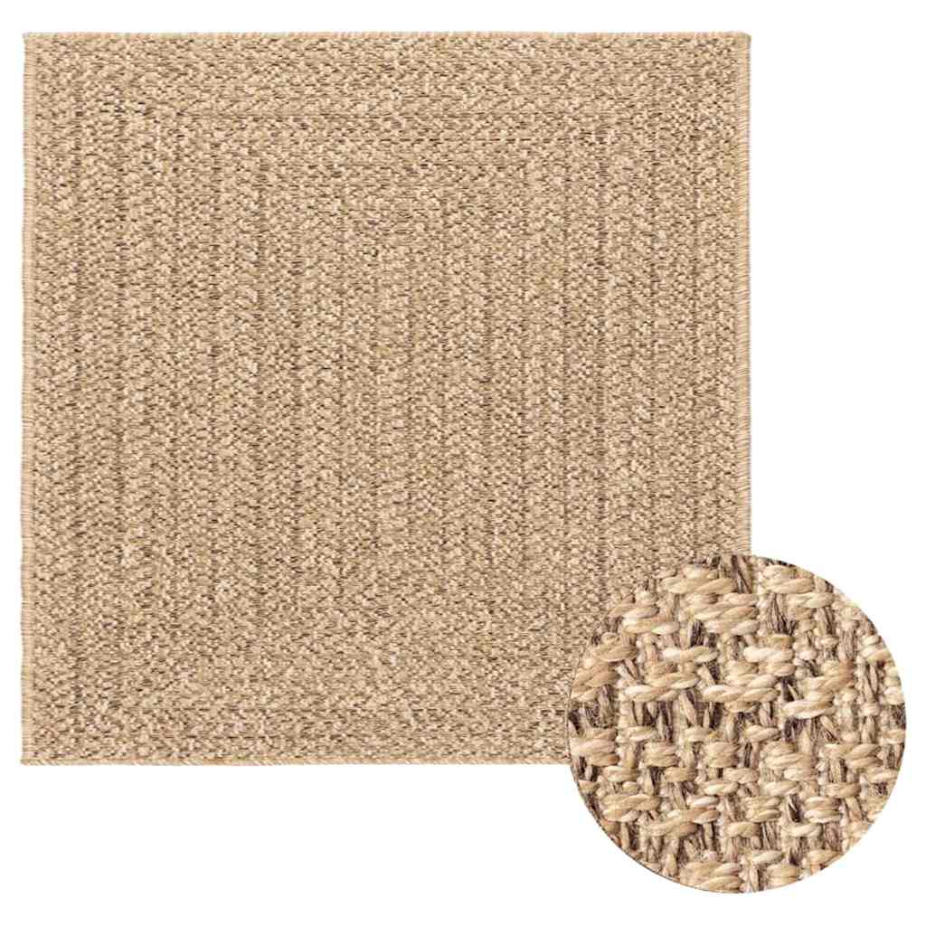 Rug ZIZUR 200x200 cm Jute Look Indoor and Outdoor