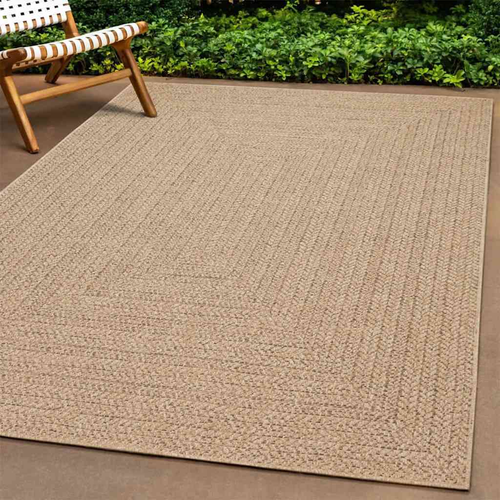 Rug ZIZUR 200x200 cm Jute Look Indoor and Outdoor