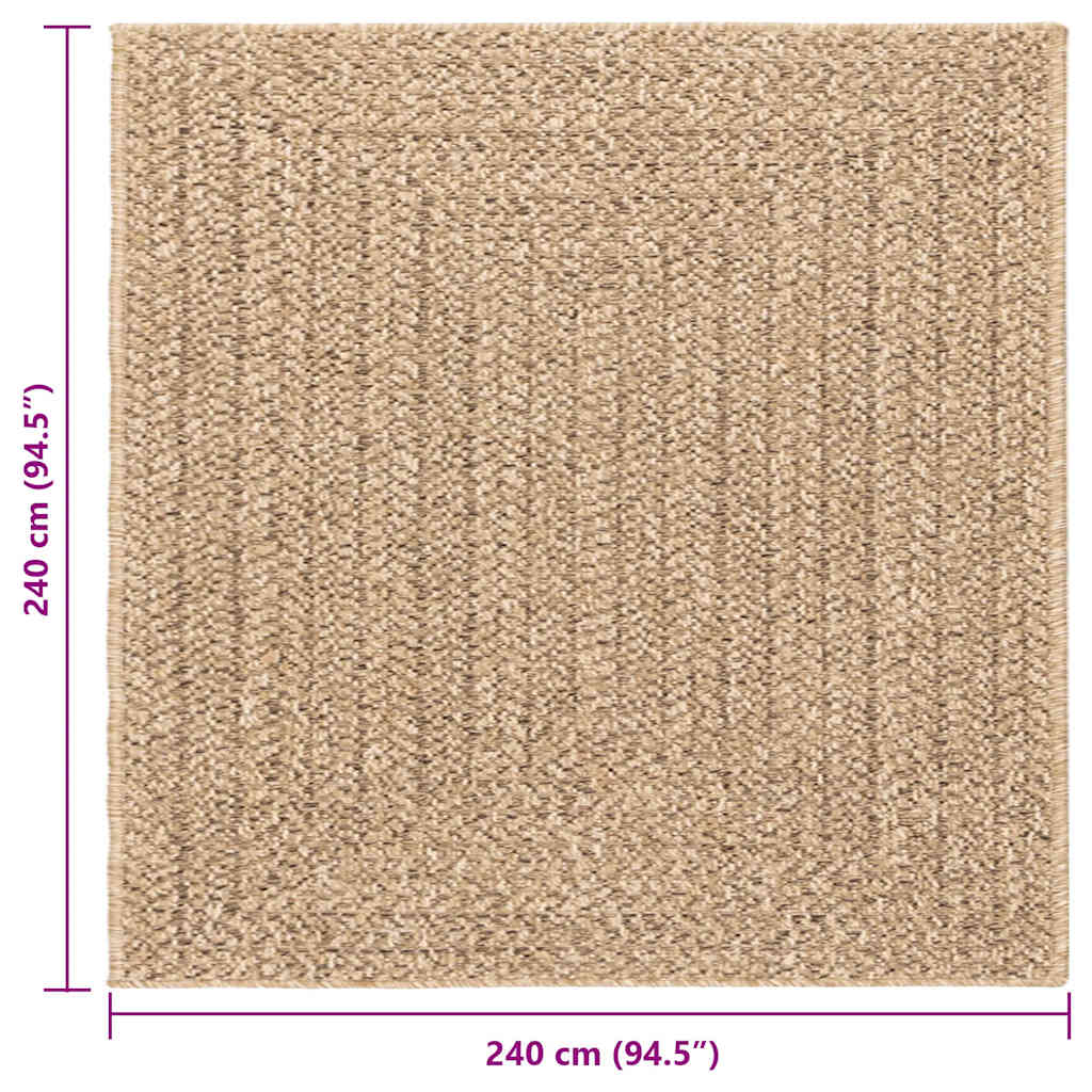 Rug ZIZUR 240x240 cm Jute Look Indoor and Outdoor