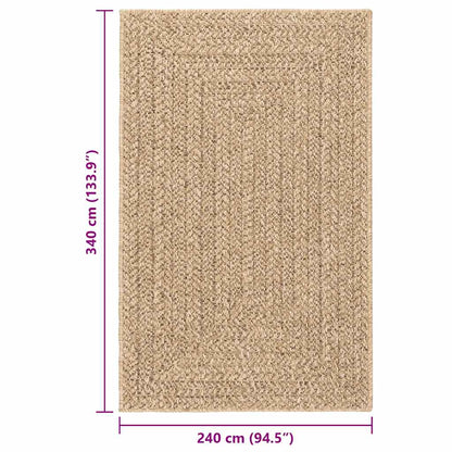 Rug ZIZUR 240x340 cm Jute Look Indoor and Outdoor
