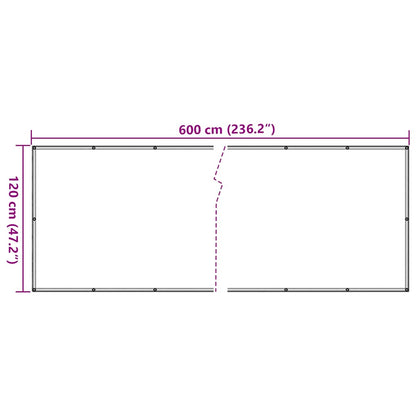 Balcony Privacy Screen White 600x120 cm PVC