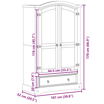 Wardrobe "Corona" 101x52x170 cm Solid Wood Pine