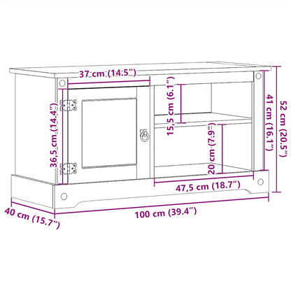 TV Cabinet "Corona" 100x40x52 cm Solid Wood Pine