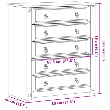 Chest of Drawers "Corona" 80x40x89 cm Solid Wood Pine