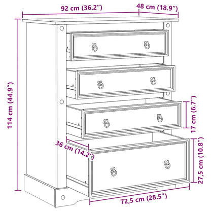 Chest of Drawers Corona 92x48x114 cm Solid Wood Pine