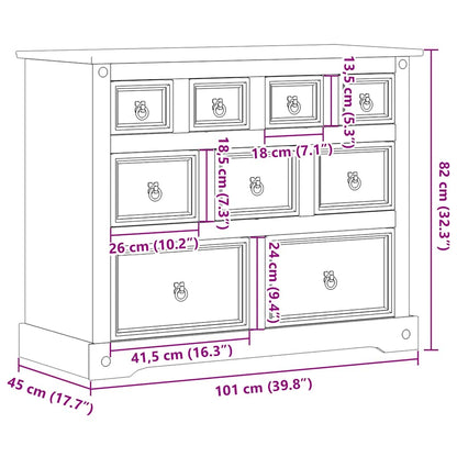 Chest of Drawers "Corona" 101x45x82 cm Solid Wood Pine
