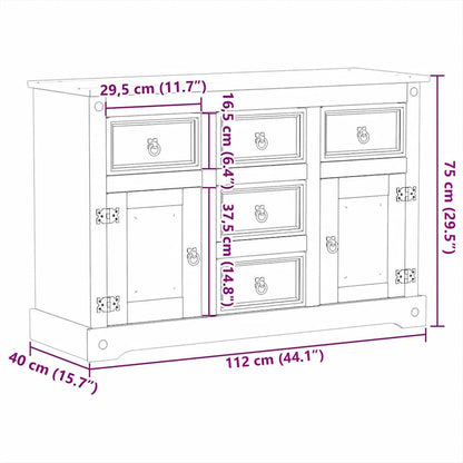 Sideboard "Corona" 112x40x75 cm Solid Wood Pine