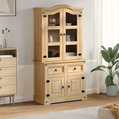 Glass Display Cabinet "Corona" 100x48,5x179 cm Solid Wood Pine