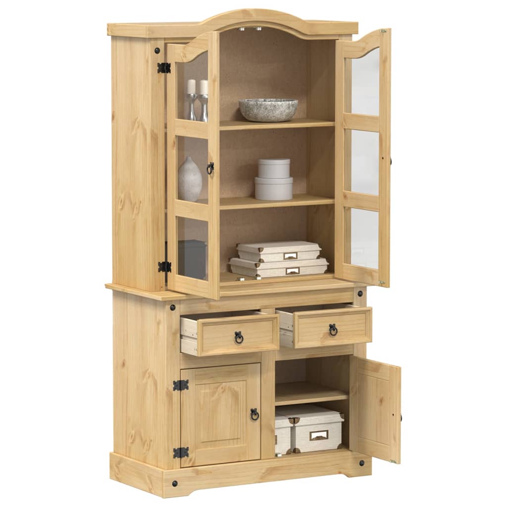 Glass Display Cabinet "Corona" 100x48,5x179 cm Solid Wood Pine