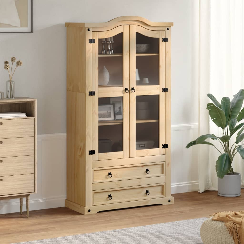 Glass Display Cabinet "Corona" 99x43x187 cm Solid Wood Pine