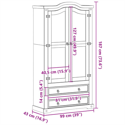 Glass Display Cabinet "Corona" 99x43x187 cm Solid Wood Pine