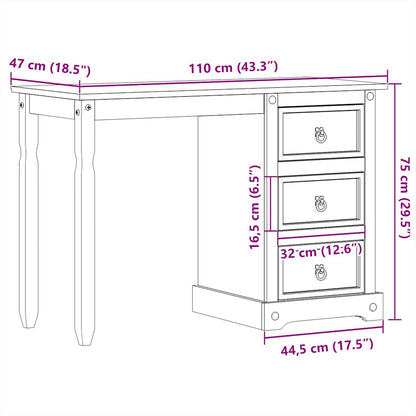 Dressing Table Corona 110x47x75 cm Solid Wood Pine