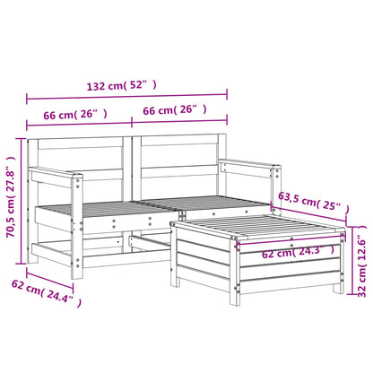 3 Piece Garden Sofa Set Impregnated Wood Pine