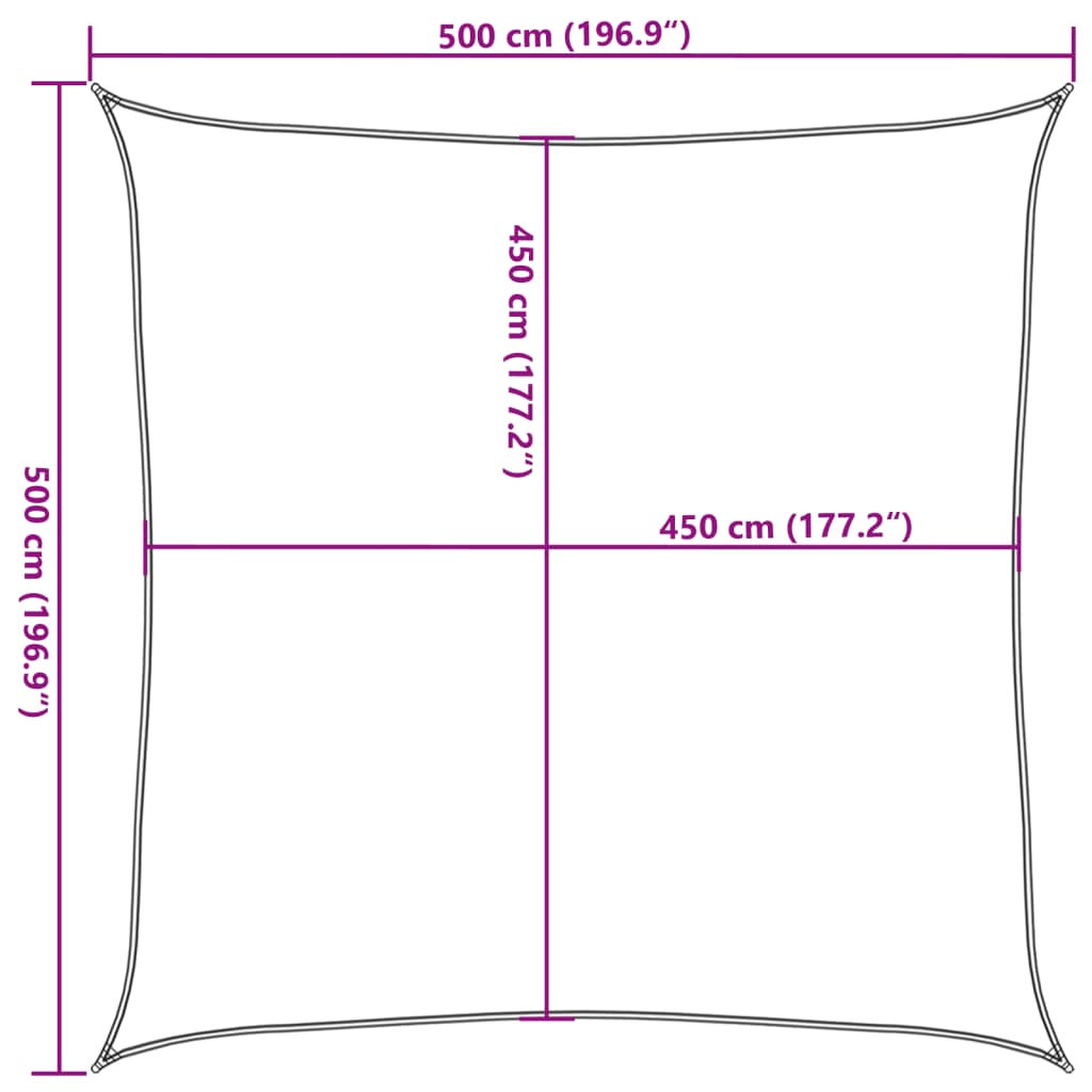 Sunshade Sail 160 g/m² Square Light Grey 5x5 m HDPE