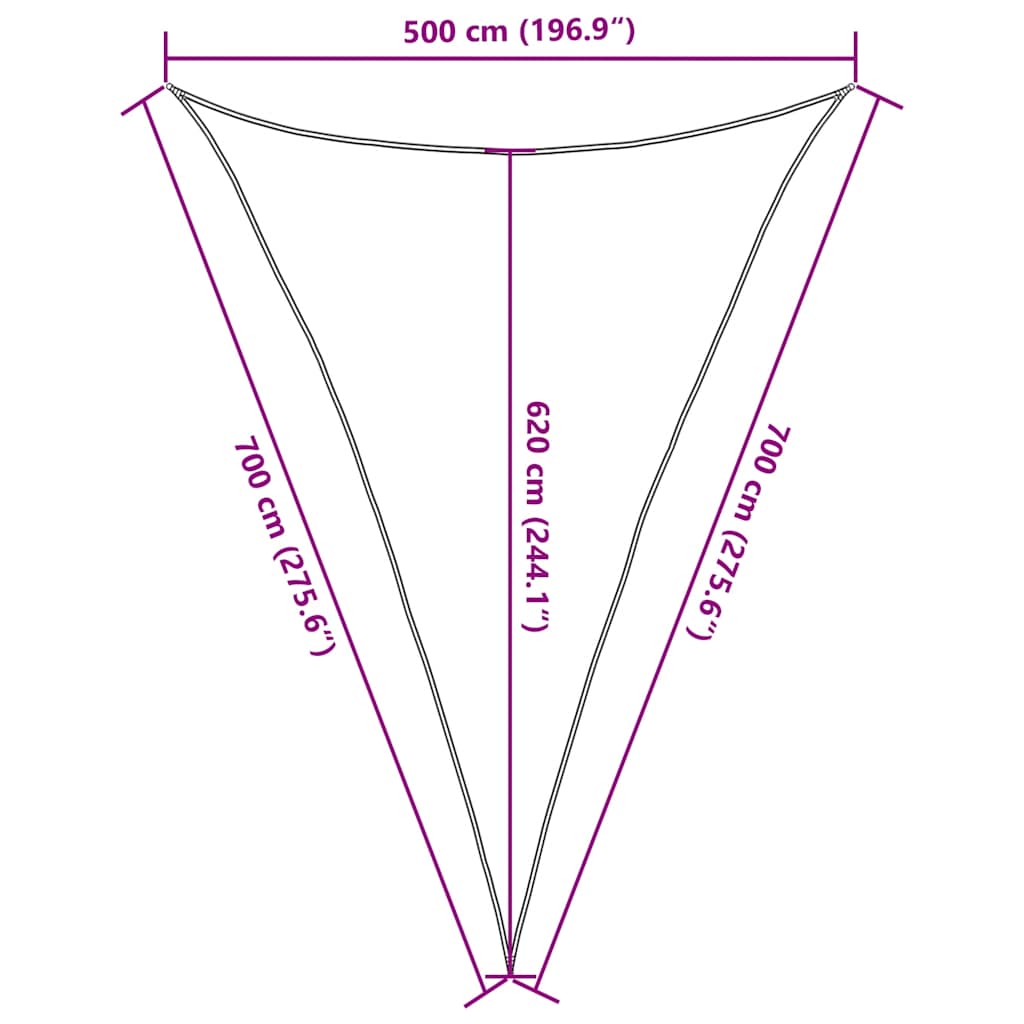 Sunshade Sail 160 g/m² Triangular Sand 5x7x7 m HDPE