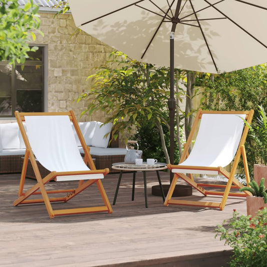Folding Chairs 2 pcs Cream White Fabric
