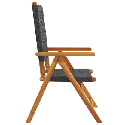 Reclining Garden Chairs 6 pcs Black Poly Rattan and Solid Wood