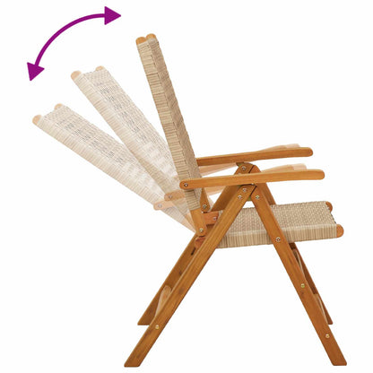 Reclining Folding Chairs 4 pcs Beige Poly Rattan and Solid Wood