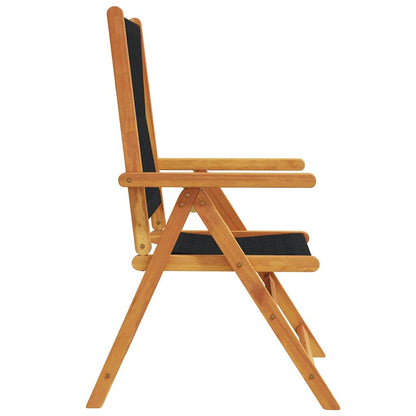 Reclining Folding Chairs 6 pcs Black Solid Wood Acacia