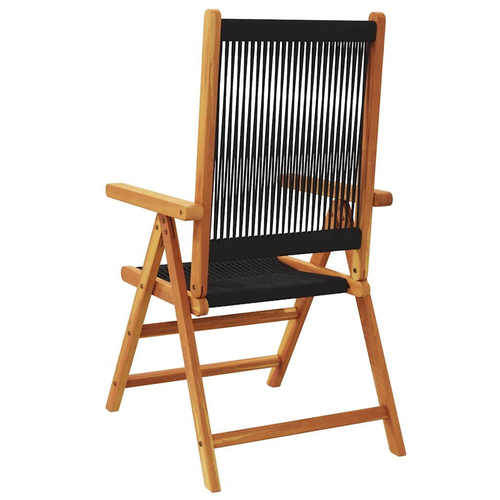 Reclining Folding Chairs 6 pcs Black Solid Wood Acacia