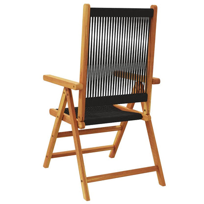 Reclining Folding Chairs 6 pcs Black Solid Wood Acacia