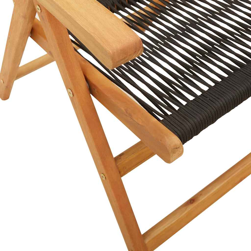 Reclining Folding Chairs 6 pcs Black Solid Wood Acacia