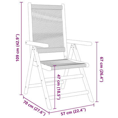 Reclining Folding Chairs 6 pcs Black Solid Wood Acacia