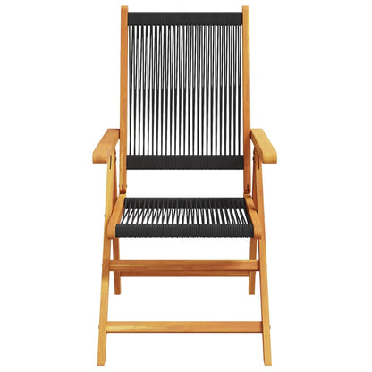 Reclining Garden Chairs 8 pcs Black Solid Wood Acacia