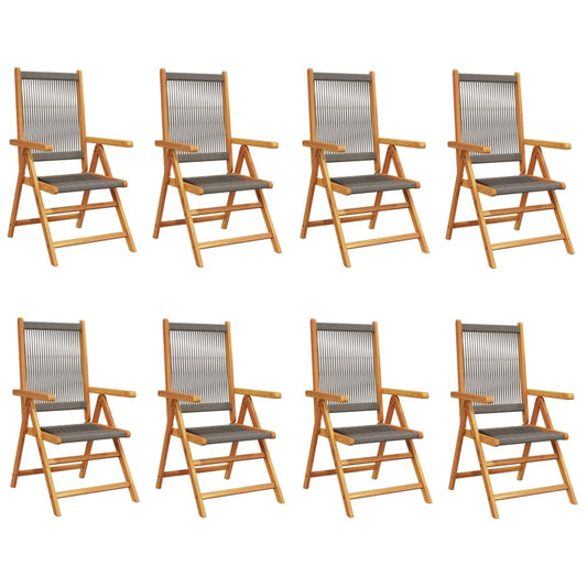 Reclining Garden Chairs 8 pcs Grey Solid Wood Acacia